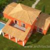 Vue 3D d'une maison provençale avec terrasse tropezienne
