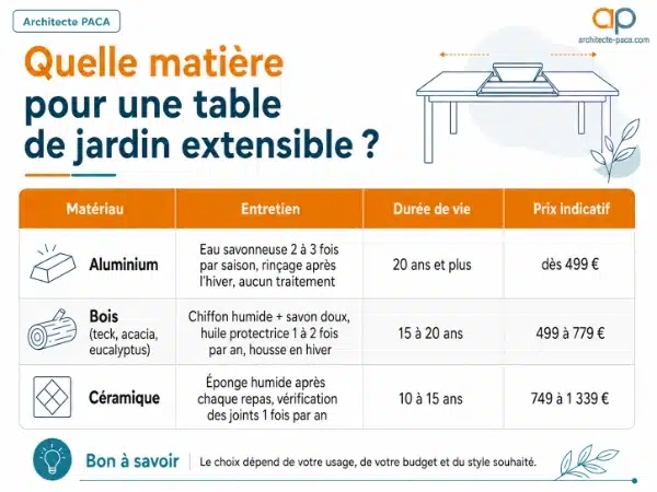 Quelle mati&egrave;re choisir pour une table de jardin extensible ?